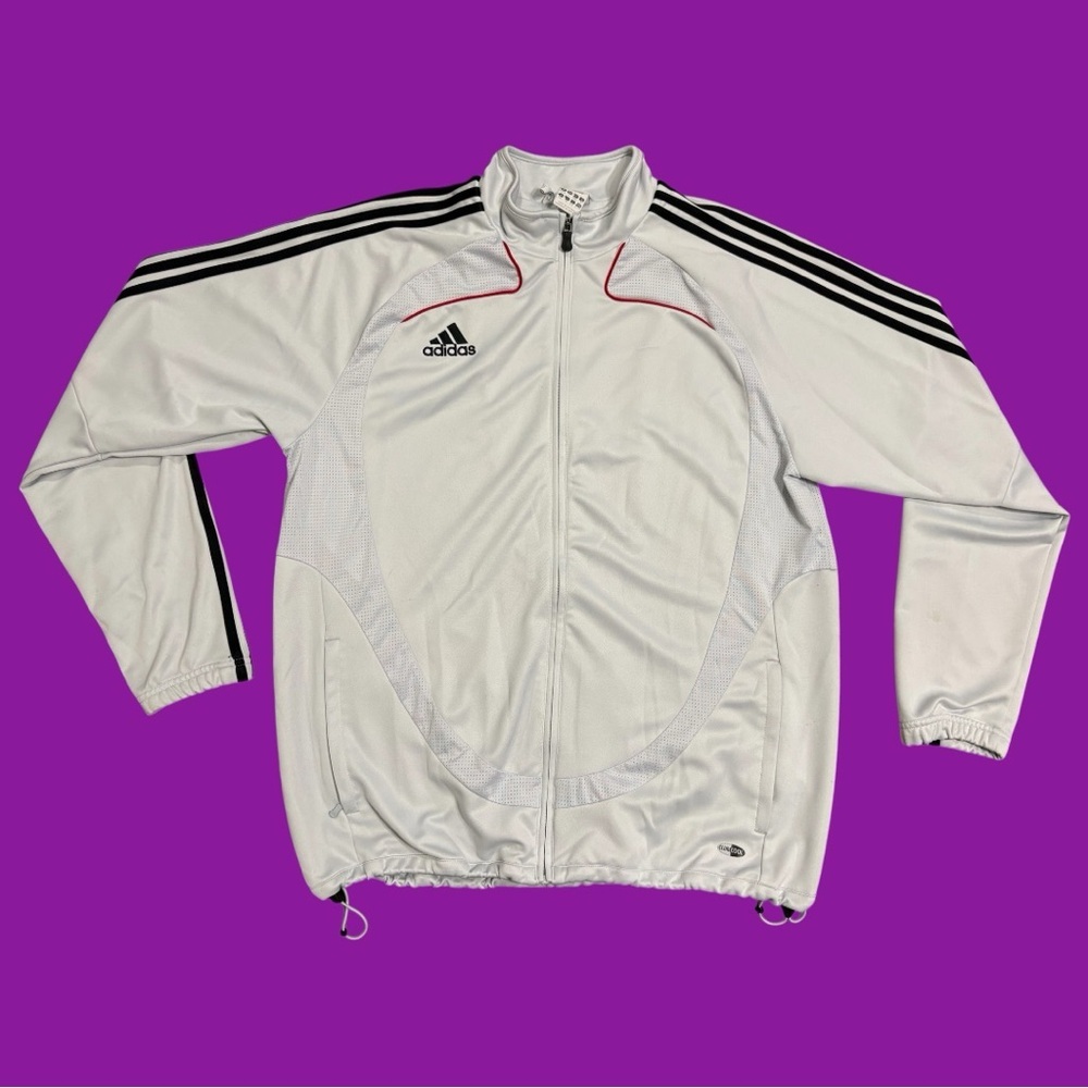 90s Adidas White Zip-Up Track Jacket